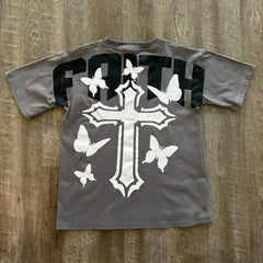 Street Unisex T-shirt Y2K Hip Hop Alphabet Vintage Cross Graphics