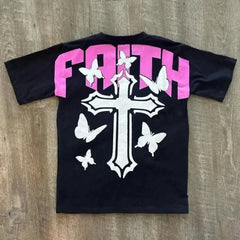 Street Unisex T-shirt Y2K Hip Hop Alphabet Vintage Cross Graphics