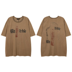 Men T Shirt Vintage Old Wash Couple Short Sleeve T-shirt Men and Women