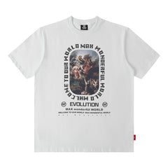 Men T Shirt Summer Retro Portrait Printing round Neck Short Sleeve