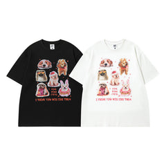 Men T Shirt Letter Printed Cotton Short-Sleeved T-shirt Men's Summer Loose