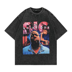 Men T Shirt Portrait Printing Short Sleeve T-shirt Retro Hip Hop Casual