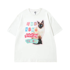 Men T Shirt Vintage Vibe Printed Distressed Couple Short Sleeve T-shirt Men and Women