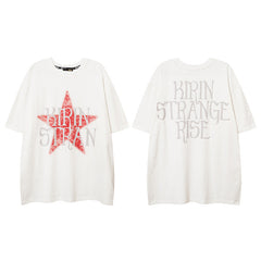 Men T Shirt Vintage Print Short Sleeves T-shirt Men and Women Couple Loose