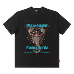 Men T Shirt American Printed T-shirt Men and Women Couple Loose