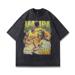 Men T Shirt Worn Looking Washed-out Star Character Printed Short Sleeve T-shirt Men and Women