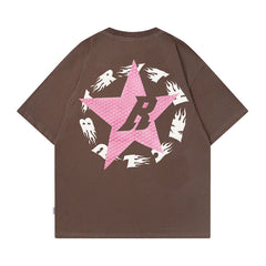 Men T Shirt Vintage Letter Print Street Style Casual Couple Short Sleeve T-shirt