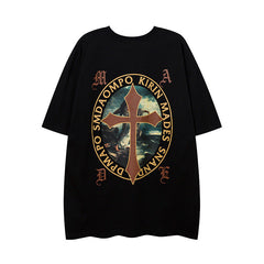 Men T Shirt Printed Short Sleeve Men's and Women's Loose Vintaget T-shirt