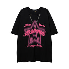 Men T Shirt Five-Pointed Star Printed Short-Sleeved T-shirt Loose Men and Women Casual