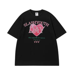 Men T Shirt Fashion Brand Heart Printing Short-Sleeved T-shirt Men and Women Couple