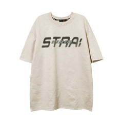 Men T Shirt Vintage Letter Print Short-Sleeve T-shirt Men and Women