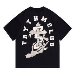 Men T Shirt Printed Short-Sleeved T-shirt Men and Women Couple Loose Retro Distressed