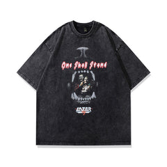 Men T Shirt Vintage Washed Old T-shirt Couple Loose Men and Women