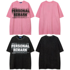 Men T Shirt Wash T-shirt Male and Female Trendy Brand Hip Hop Retro round Neck Short Sleeves