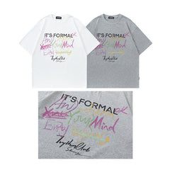 Men T Shirt Design Letter Print round Neck Short Sleeve T-shirt for Men