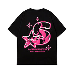 Men T Shirt Letter Print Short-Sleeve T-shirt Men and Women Loose Lovers Wild
