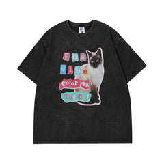 Men T Shirt Vintage Vibe Printed Distressed Couple Short Sleeve T-shirt Men and Women