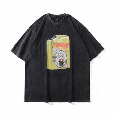 Men T Shirt Vintage Print Short Sleeves T-shirt Women Loose