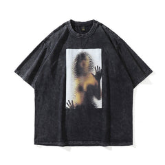 Men T Shirt Vintage Print Short Sleeves T-shirt Men's All-Match