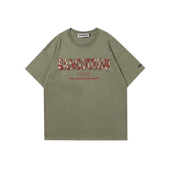 Men T Shirt Camouflage Print Distressed Short Sleeve T-shirt Male and Female Trendy Brand Couple
