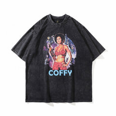 Men T Shirt Washed Gray Distressed T-shirt Summer Loose