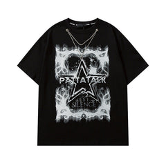 Men's T Shirt Five-Pointed Star Printed Short-Sleeved T-shirt Men's and Women's Hiphop