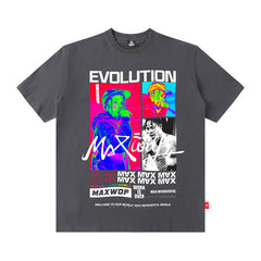 Men T Shirt Loose High Street Printed Short Sleeve T-shirt Men