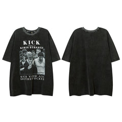 Men T Shirt Vintage Print Short Sleeves T-shirt Men and Women Couple Loose