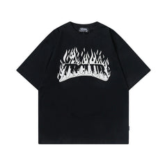 Men T Shirt Alphabet Graffiti Print Short Sleeve Men's Couple T-shirt