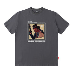 Men T Shirt Vintage Print Short Sleeves T-shirt Men and Women Vibe Style Loose