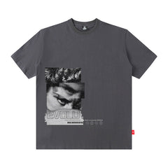 Men T Shirt Loose High Street Printed Short Sleeve T-shirt Men