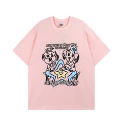 Men T Shirt Funny Cartoon Printed Short-Sleeved T-shirt Men and Women Hip Hop Loose All-Matching