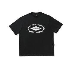 Men T Shirt Japanese-Style Retro T-shirt Men's and Women's Short Sleeve Letter Print Loose
