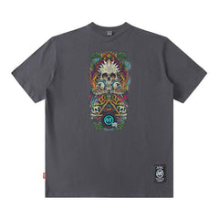 Men T Shirt Vintage Printed Spring and Summer Loose Short Sleeve T-shirt for Men and Women