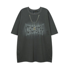 Men T Shirt Gothic Cross Graffiti Printing Short Sleeve T-shirt Men and Women Street Loose