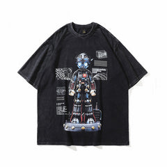 Men T Shirt Printed American Retro Short Sleeve T-shirt Men's Loose