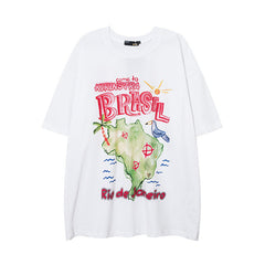 Men T Shirt Fashion Brand Printing Short-Sleeved T-shirt Men and Women Casual Couple