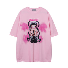 Men T Shirt Printed Short Sleeve T-shirt for Men and Women Hip Hop Couple