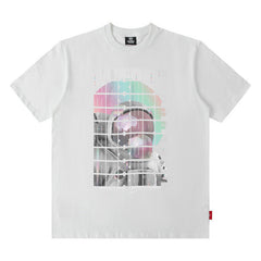 Men T Shirt Hip Hop Astronaut Printed Short Sleeve T-shirt Men and Women Couple