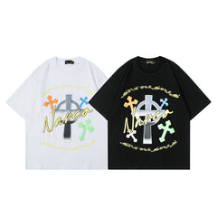 Men T Shirt Hip Hop Retro Short Sleeve T-shirt Men and Women Casual