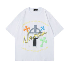 Men T Shirt Hip Hop Retro Short Sleeve T-shirt Men and Women Casual