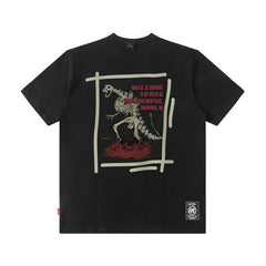 Men T Shirt Loose T-shirt Trendy Printed Short Sleeve Men's Summer
