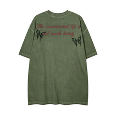 Men T Shirt Vintage Heart Graffiti Fashion Brand Half Sleeve T-shirt Men and Women