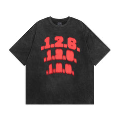 Men T Shirt Alphabet Graffiti Print Distressed Short-Sleeved T-shirt Men and Women Vibe Style