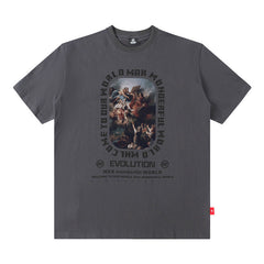 Men T Shirt Printed Short-Sleeved T-shirt Men and Women Loose