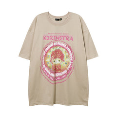 Men T Shirt Cute Cartoon Printed Short Sleeve T-shirt Loose Street Couple