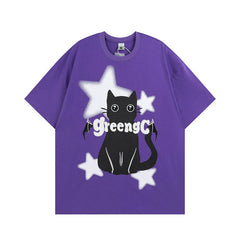 Men T Shirt Sweet Cool Embroidered Couple Casual All-Match Short-Sleeved T-shirt