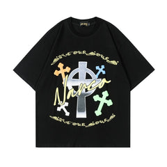 Men T Shirt Hip Hop Retro Short Sleeve T-shirt Men and Women Casual