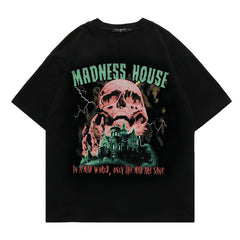 Men's T Shirt Printed round Neck Short Sleeve T-shirt Men's and Women's Retro Loose