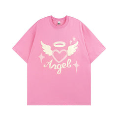 Men T Shirt Sweet Cool Love Puff Print Couple Short Sleeve T-shirt Men and Women